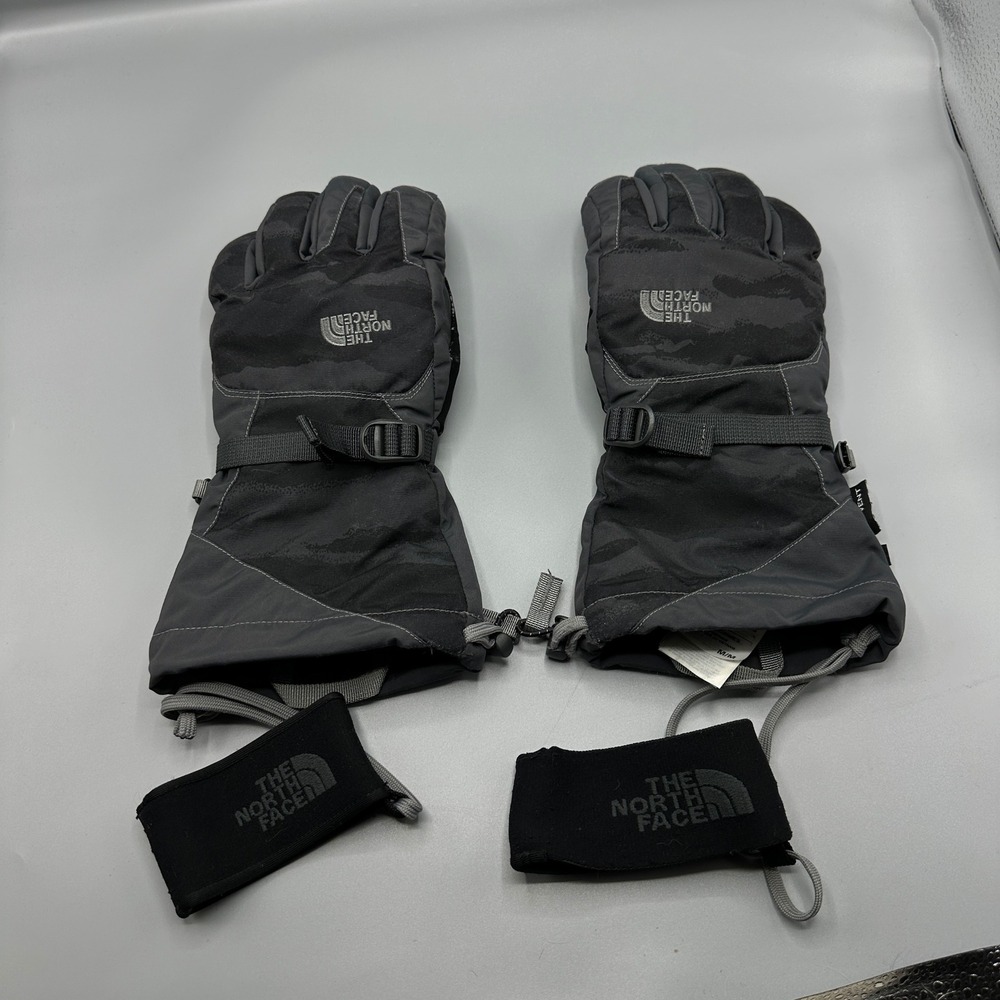 The North Face Mens DryVent Ski Gloves Gray Camo Insulated Winter Gauntlet M
